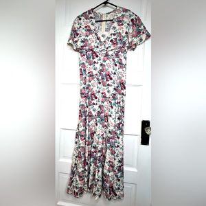 Scott McClintock floral vintage 80s 90s jumpsuit dress 14 cottagecore prairie L
